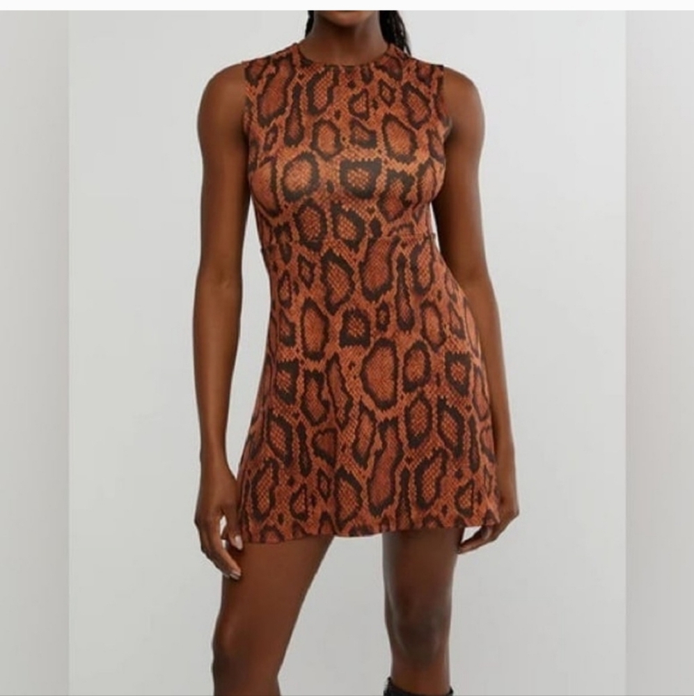 NWT WeWoreWhat Muscle Tank Mini Dress in‎ ‘Cider’ Snake Print Revolve Size Small